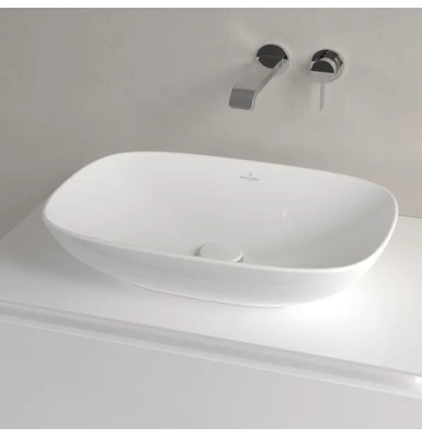 Lavoar pe blat, Villeroy&amp;Boch Loop&amp;Friends, material TitanCeram, 56x38cm, fara preaplin, Alb Alpin, 4A490101