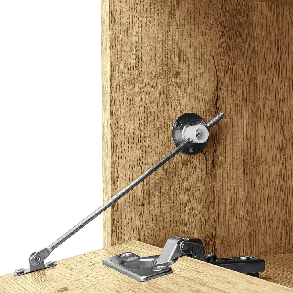 Comodă TV în culori contrastante, 200x45x45 cm, Culoare naturală+Gri