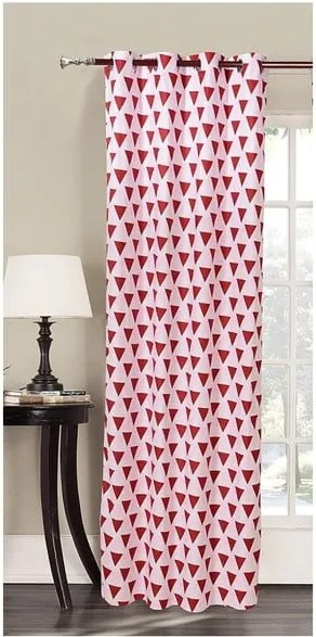 Draperie din microfibră DecoKing Triangles, 140 x 245 cm, roșu - alb