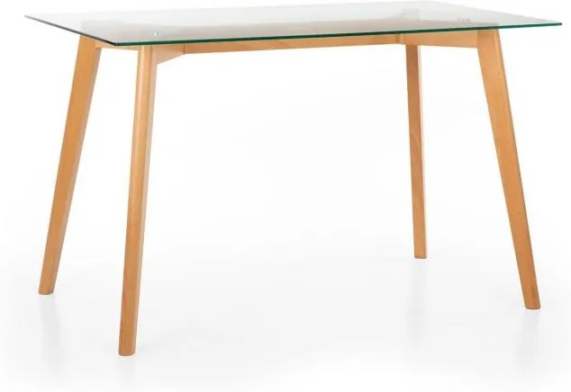 Besoa  Nilsson, masă de sufragerie, cu blat din sticlă, lemn de fag, 120 x 75 x 70 cm, lemn