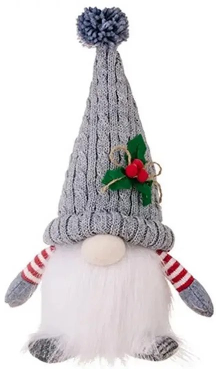 Gnom de Craciun luminos cu baterie FROSTIE 28 cm, gri