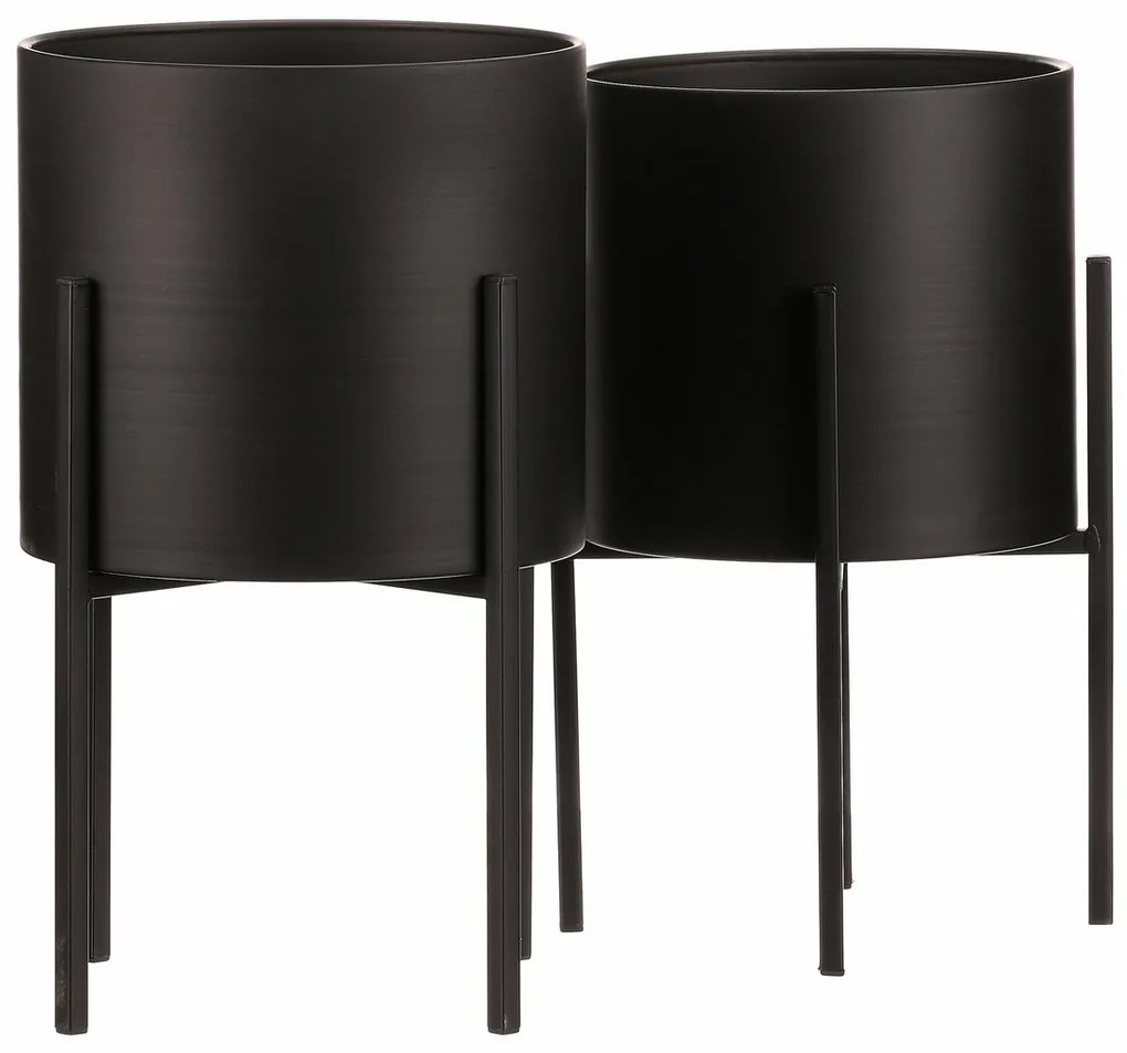 Set suporturi din metal pentru flori Interier, negru, 2 buc.