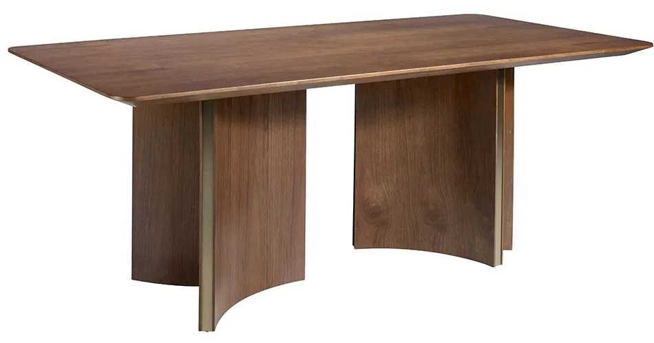 Masa dining design LUX Walnut veneer and golden steel 200x100cm