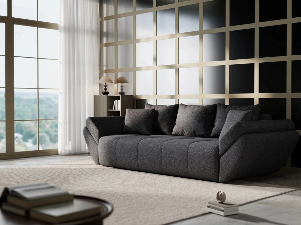 Canapea extensibilă dumonde cu ladă de depozitare si sezut confortabil din spuma high-density, Berlin Enjoy Graphite 250x100 cm