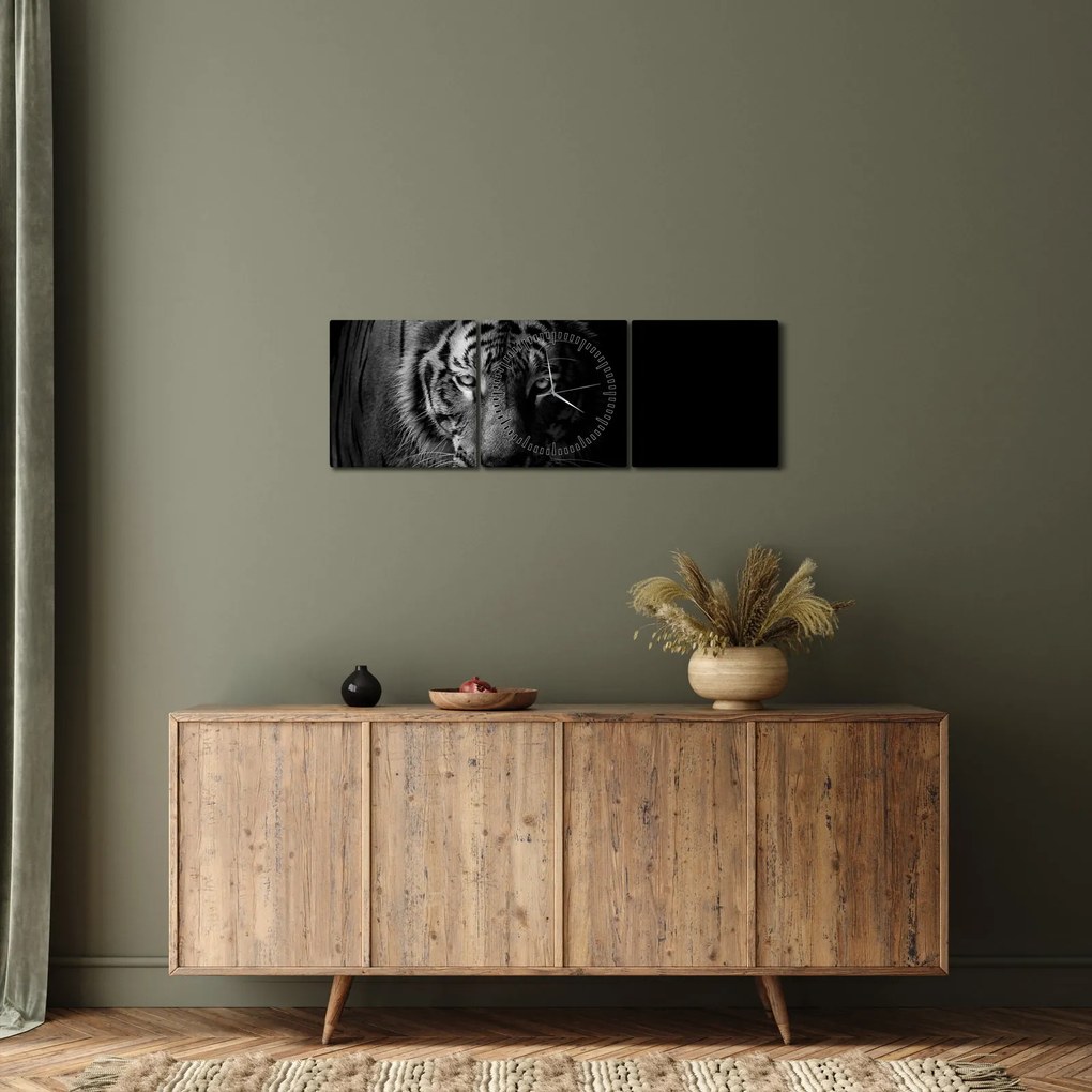 Tablou - Tigru sălbatic (cu ceas) (90x30 cm)