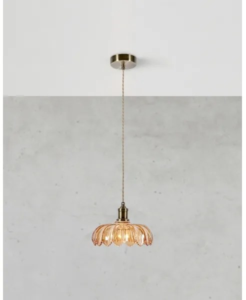 Lustră pe cablu Markslöjd 108858 KURAGE 1xE27/40W/230V alamă/bej fumuriu