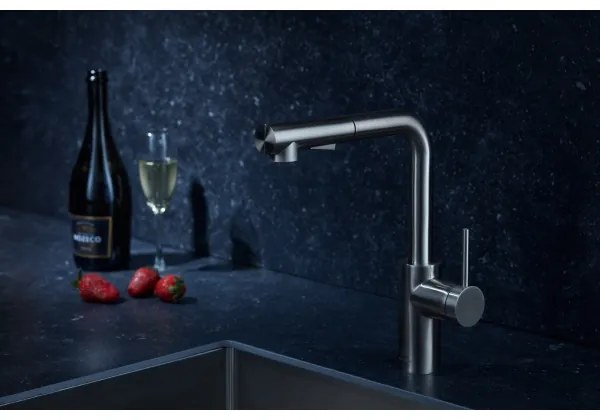 Baterie de chiuvetă cu cap de duș extractibil KFA Armatura 6623-110-22 DUERO BASIC oțel inoxidabil