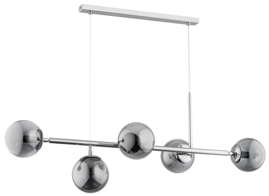 Lustră pe cablu DANSA 5xE14/10W/230V gri/crom lucios