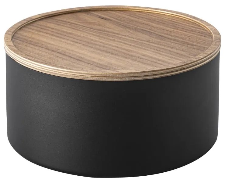 Cutie de depozitare neagră din metal cu capac ø 22x11 cm Rin – YAMAZAKI