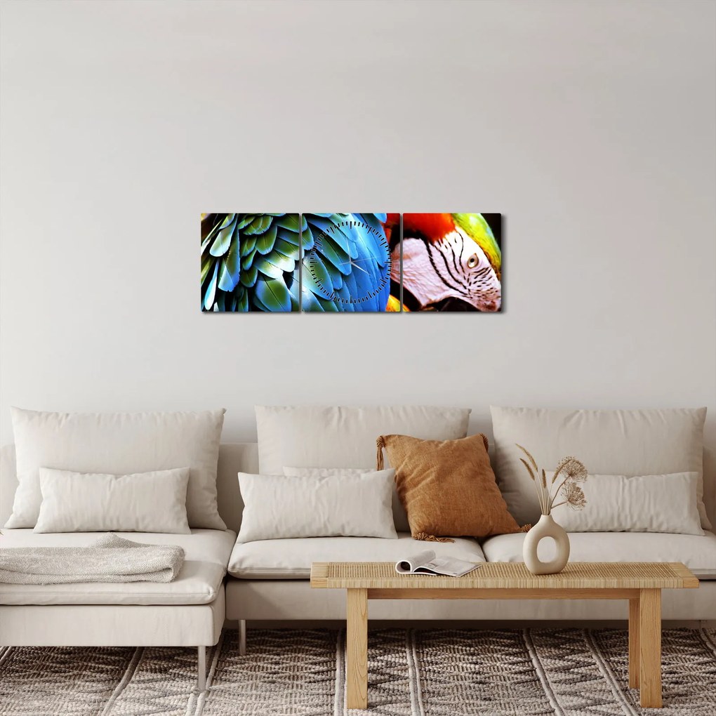 Tablou - Papagal (cu ceas) (90x30 cm)