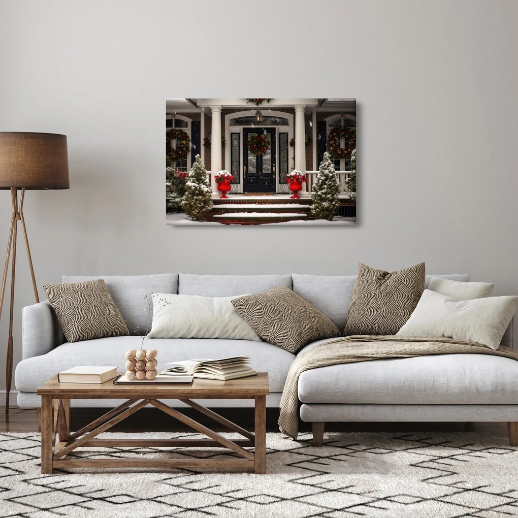 Tablou - Casa decorată de Crăciun (90x60 cm)