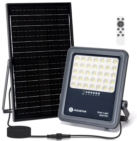 Aigostar - Reflector solar LED reglabil/200W/3,4V IP65 + telecomandă