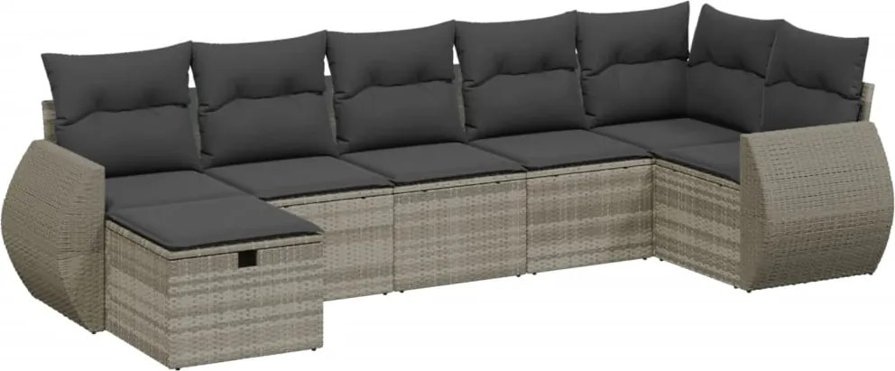 vidaXL Set canapele de grădină cu perne, 7piese gri deschis poliratan