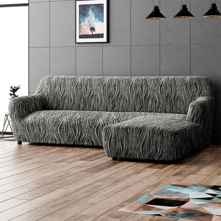 Gaico Huse bielastice UNIVERSO NOU dungi alb-negru canapea cu otoman dreapta (l. 170 - 300 cm)
