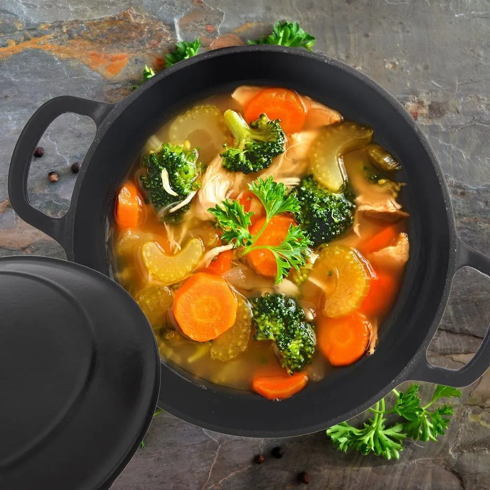 Oală cu capac din fontă 3,3 l adecvată pentru plita cu inducție LITINA SMALT – Orion