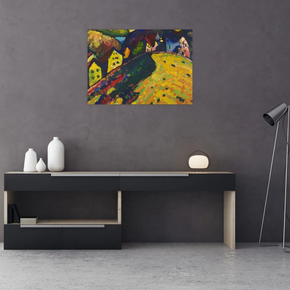 Tablou - Vasily Kandinsky, Houses at Murnau, reproducere (70x50 cm)