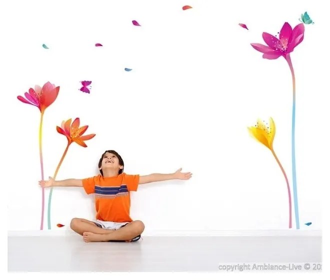 Set autocolante de perete Ambiance Rainbow Flowers