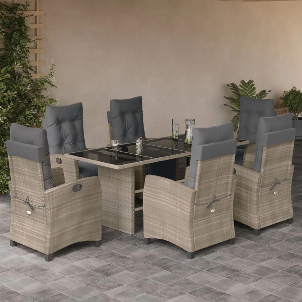 3212930 vidaXL Set mobilier de grădină cu perne, 7 piese gri deschis poliratan