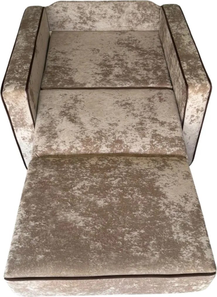 Fotoliu SAMY NEXT extensibil, cu lada de depozitare, catifea plusata bej , cadru metalic ,103x100x92 Catifea plusata, Bej