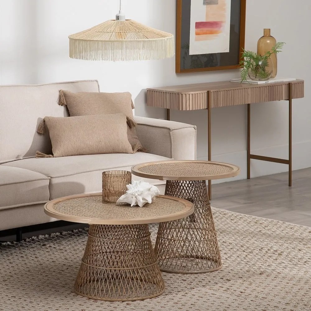 Măsuță de cafea în culoare naturală rotundă din ratan ø 70 cm – Ixia
