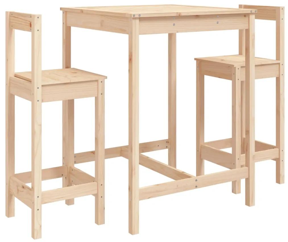 3154735 vidaXL Set mobilier de bar, 3 piese, lemn masiv de pin