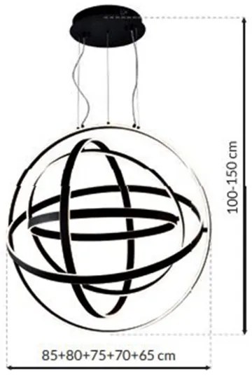 Lustră LED suspendată pe cablu COPERNICUS LED/260W/230V neagră