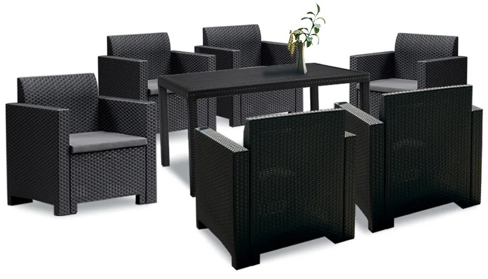 Set mobilier de grădină Nero IV cu 6 locuri, grafit
