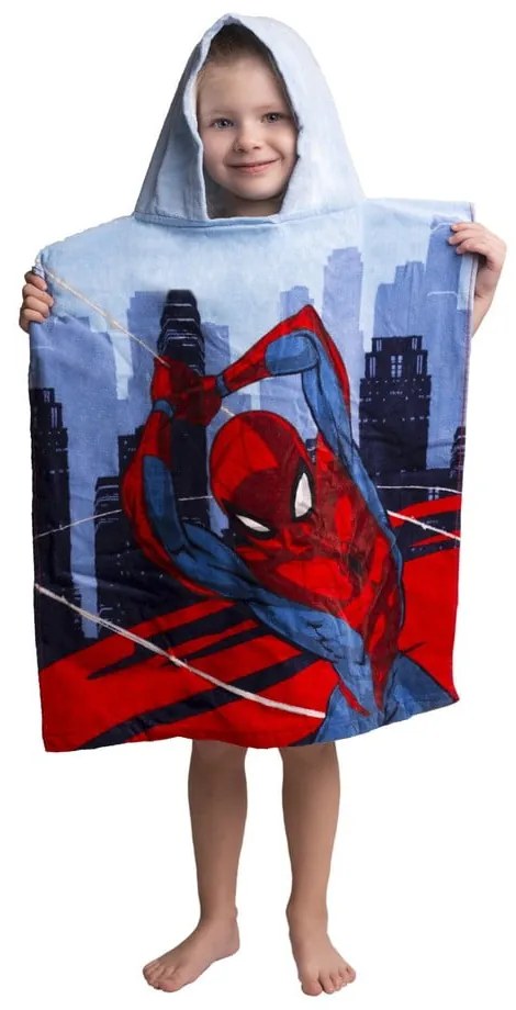 Poncho pentru copii roșu-albastru din frotir Spider-Man – Jerry Fabrics