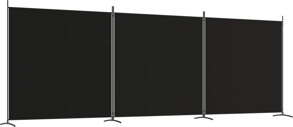 vidaXL Paravan de cameră cu 3 panouri, negru, 525x180 cm, textil