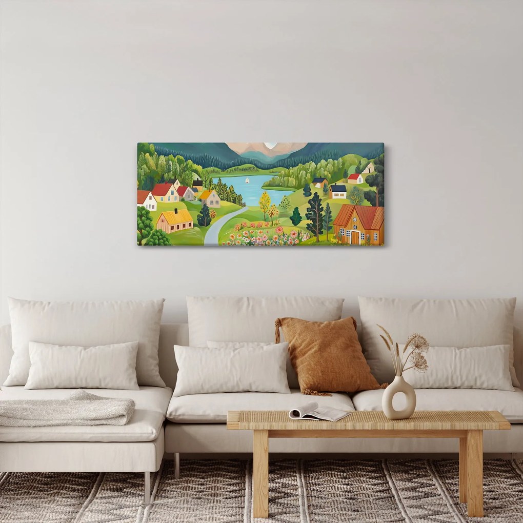 Tablou - Sat în Munți (120x50 cm)