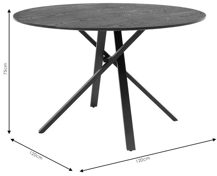 Masa rotunda Cerco MDF negru D120x75cm