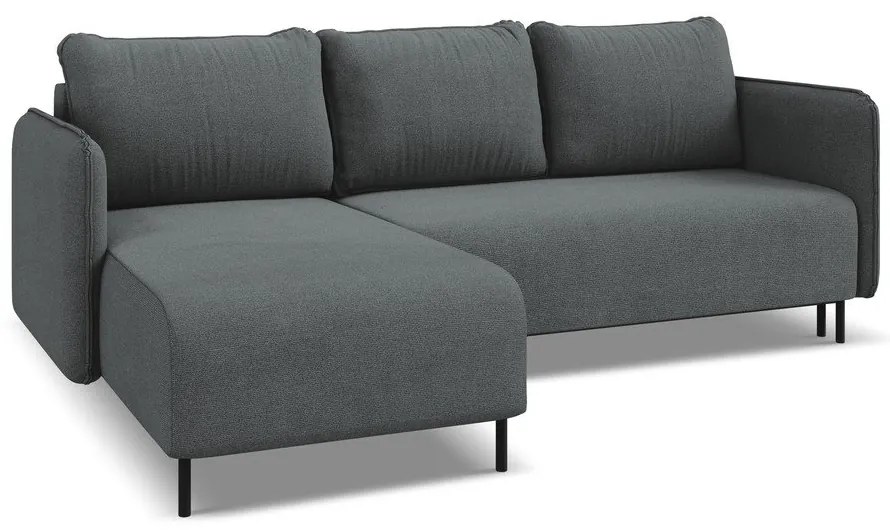 Colțar gri închis extensibil/cu spațiu de depozitare (cu colț pe partea stângă) Luana – Makamii