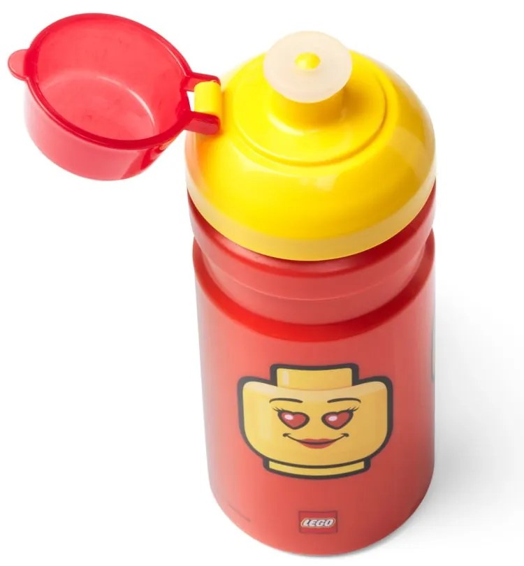 Sticlă pentru apă cu capac galben LEGO® Iconic, 390 ml, roşu