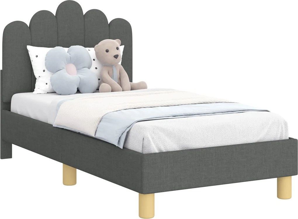 vidaXL Cadru de pat pentru copii cu spătar Gri închis 70 x 140 cm