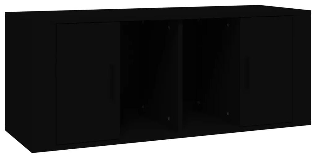 Comoda TV, negru, 100x35x40 cm, lemn prelucrat 1, Negru
