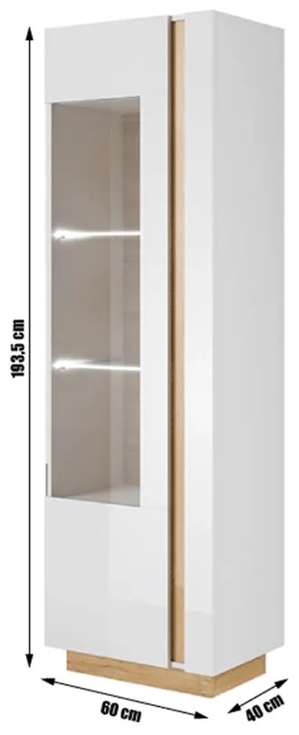 Vitrină Cethos Typ 60 (alb + stejar grandson). 809699