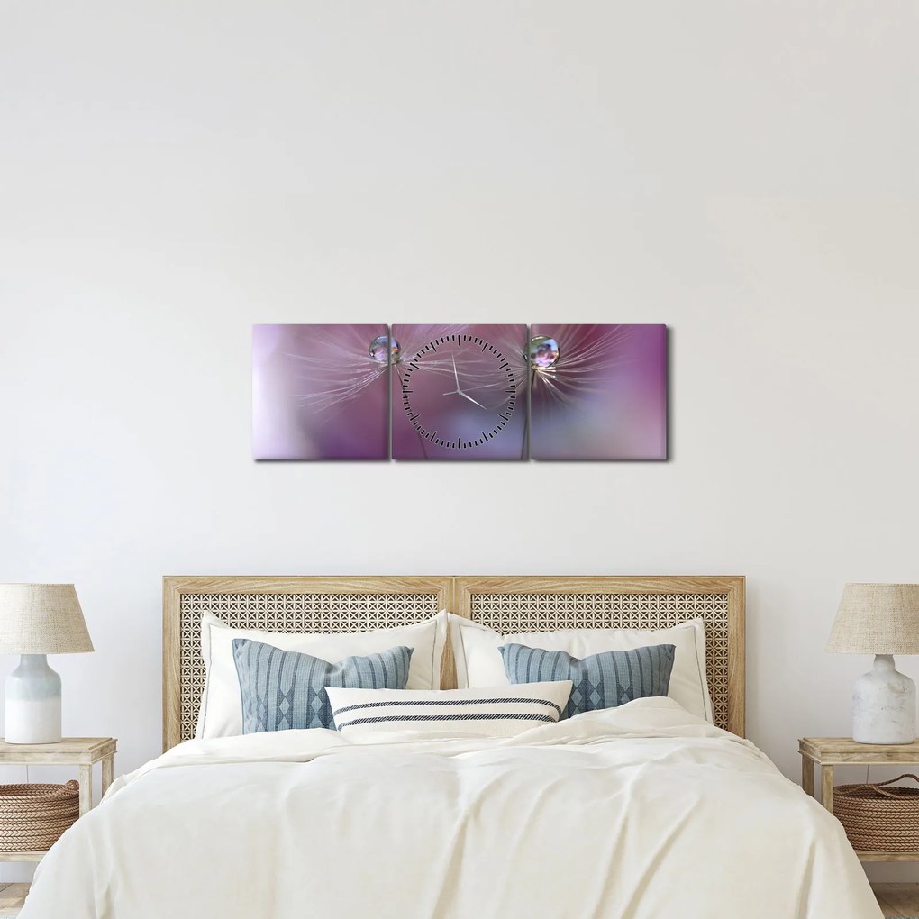 Tablou cu picături pe puf (cu ceas) (90x30 cm)
