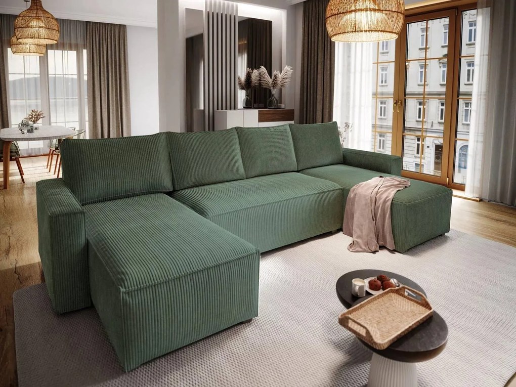 Coltar in forma de U SMART COSARO 295x140 cm, verde inchis