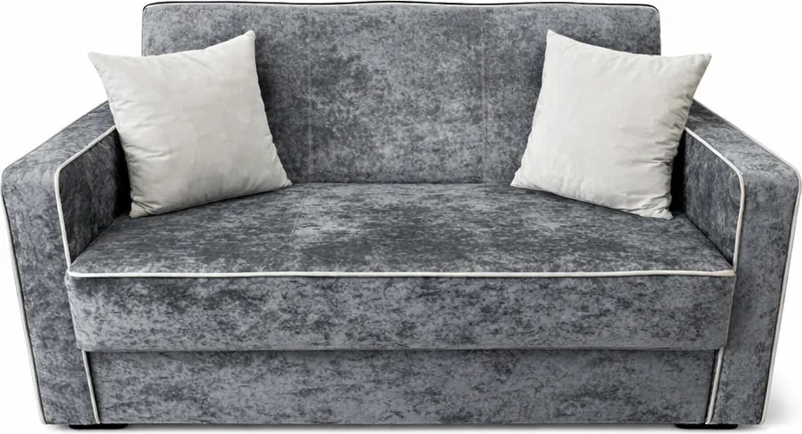 Canapea SAMY NEXT extensibila, 2 locuri, cu lada de depozitare, catifea plusata gri, cadru metalic, 152x100x92 cm Gri, catifea plusata