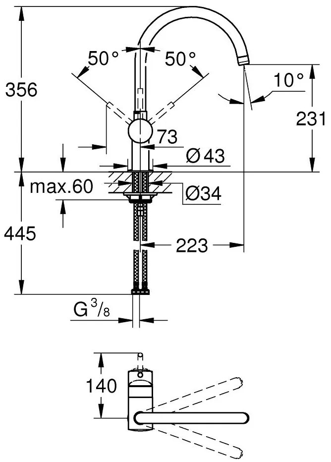 Grohe Minta Baterie chiuveta bucatarie monocomanda 1 2