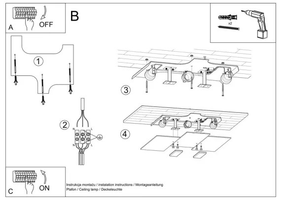 Plafonieră FABIANO 3xE27/60W/230V alb/crom