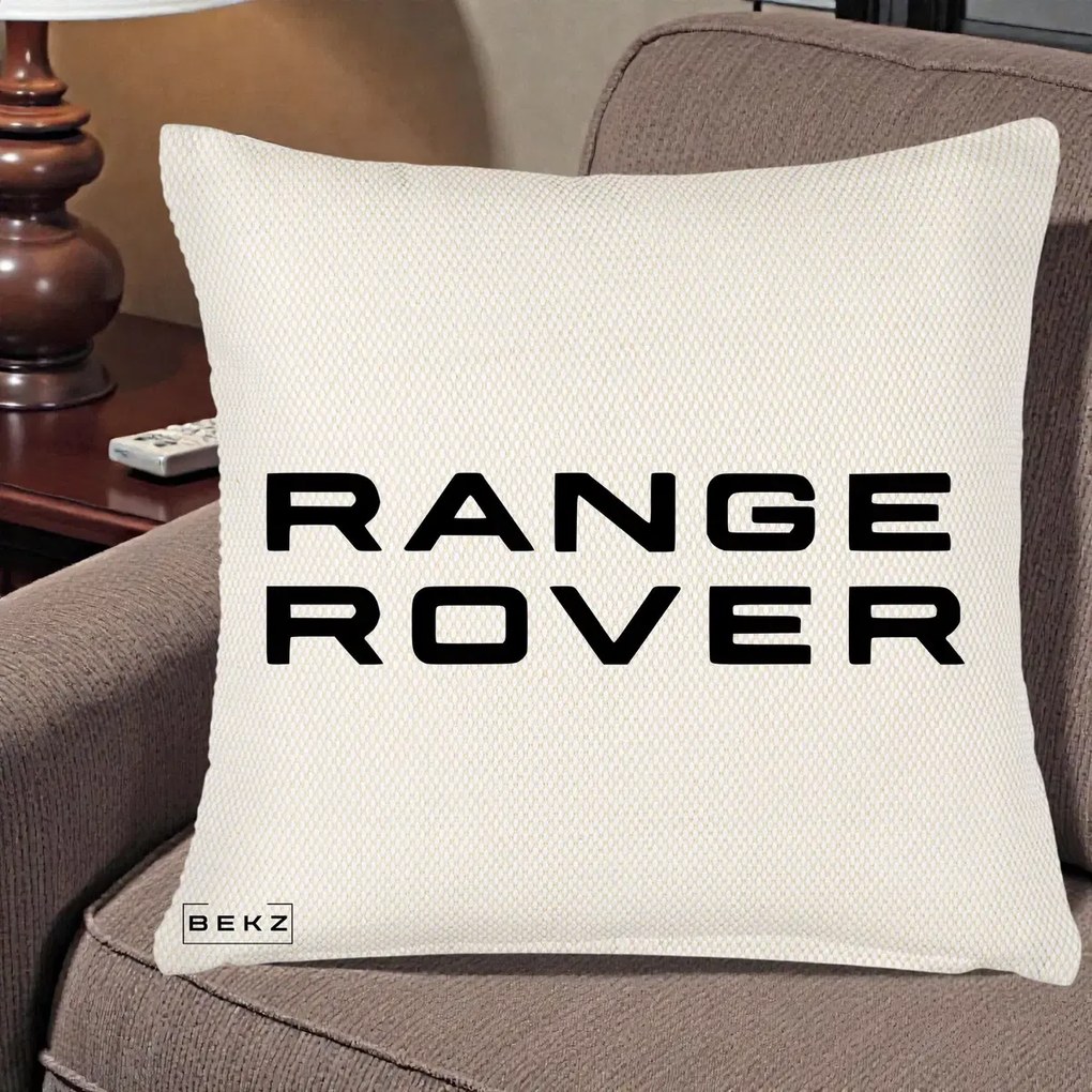 Perna Personalizata cu emblema Range Rover, 40x40 cm, Crem Reliefat, Husa Detasabila, Perna Inclusa, BEKZ®