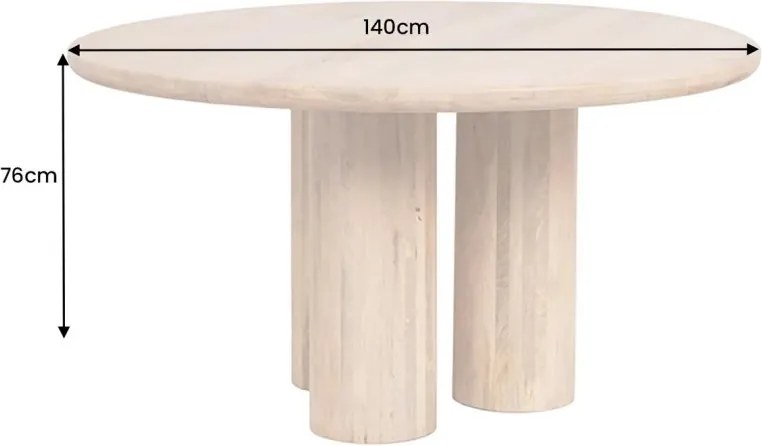 Masa rotunda ART DECO 140cm lemn masiv de mango natural