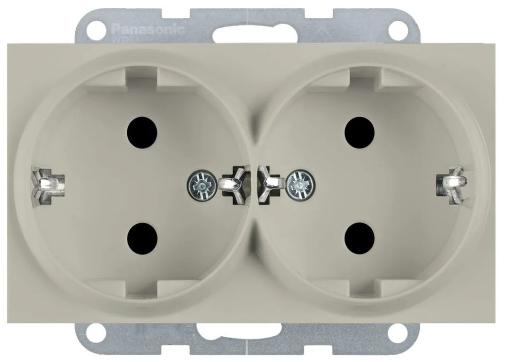 Priza dubla cu impamantare 16A, IP20, Sandstone, Panasonic Karre Plus 55 Soft Touch
