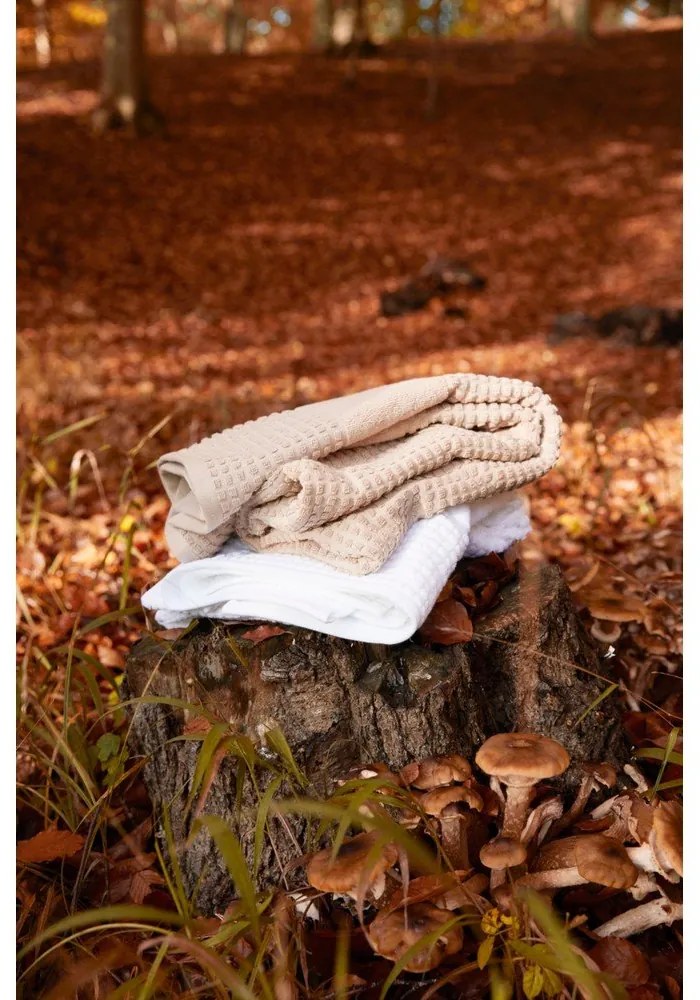 Prosop alb din bumbac organic din frotir 70x140 cm Check – JUNA