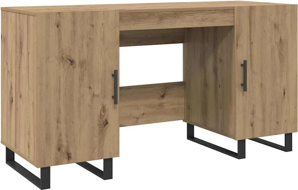 vidaXL Birou cu raft stejar artizanal 140 x 50 x 75 cm Lemn compozit