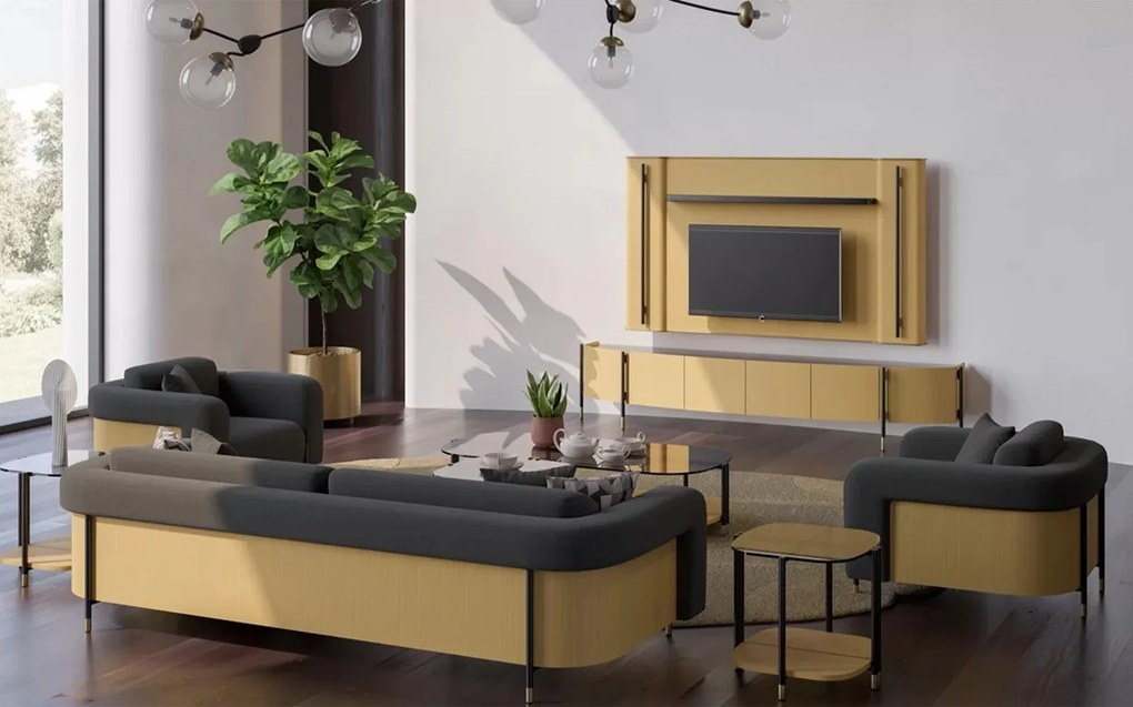 Set lemn masiv nuc Unitate TV Marquesa