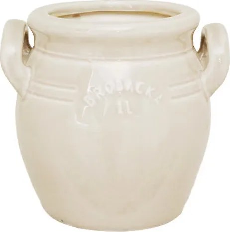 Ghiveci din ceramică glazurată manual 1L alb crem înalt, „Brobacka"