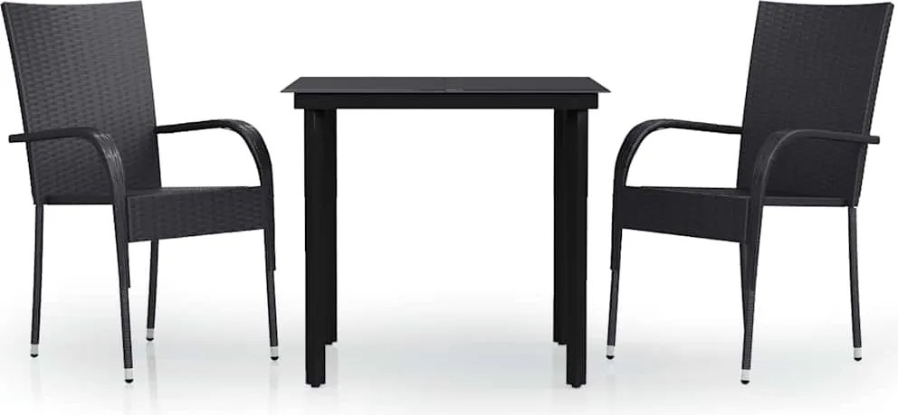 vidaXL Set de mobilier de grădină, 3 piese, negru