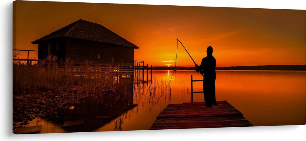 Tablou cu pescar (120x50 cm)